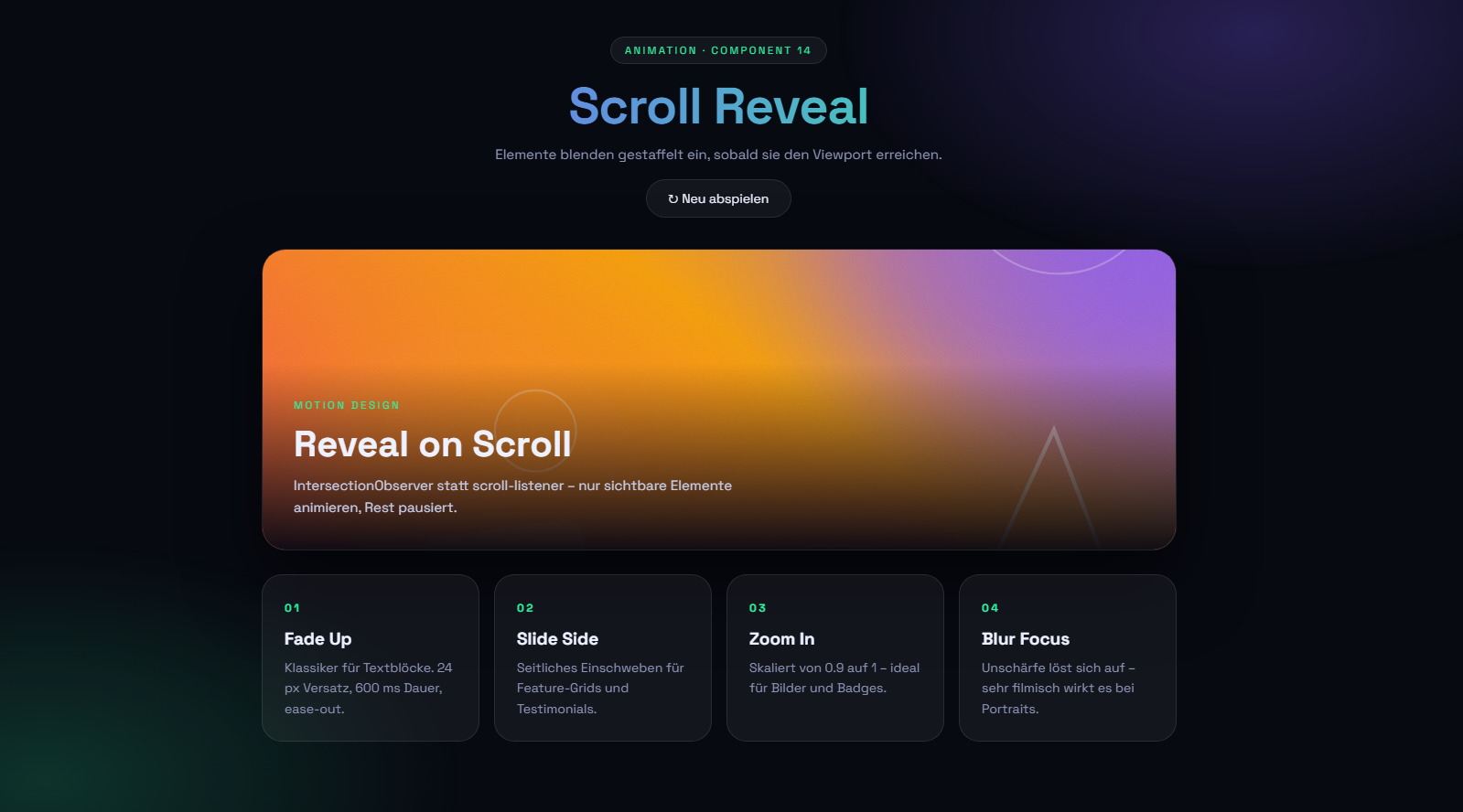 scroll reveal – Vorschau des kostenlosen HTML Templates