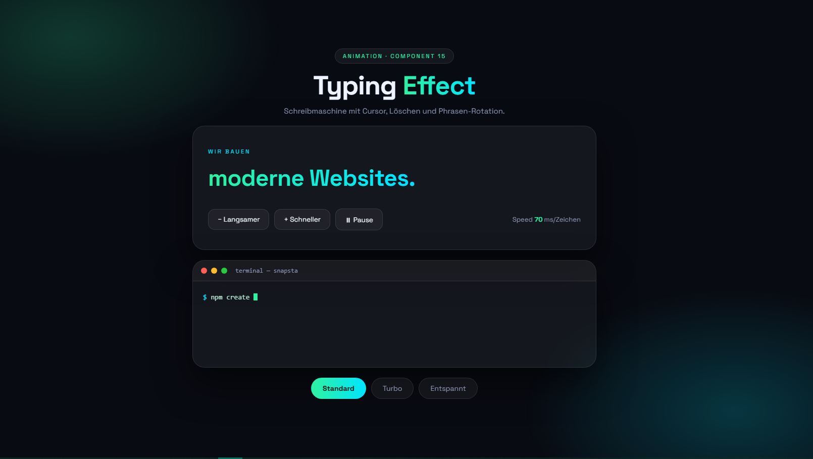 Typing Text – Vorschau des kostenlosen HTML & CSS Templates