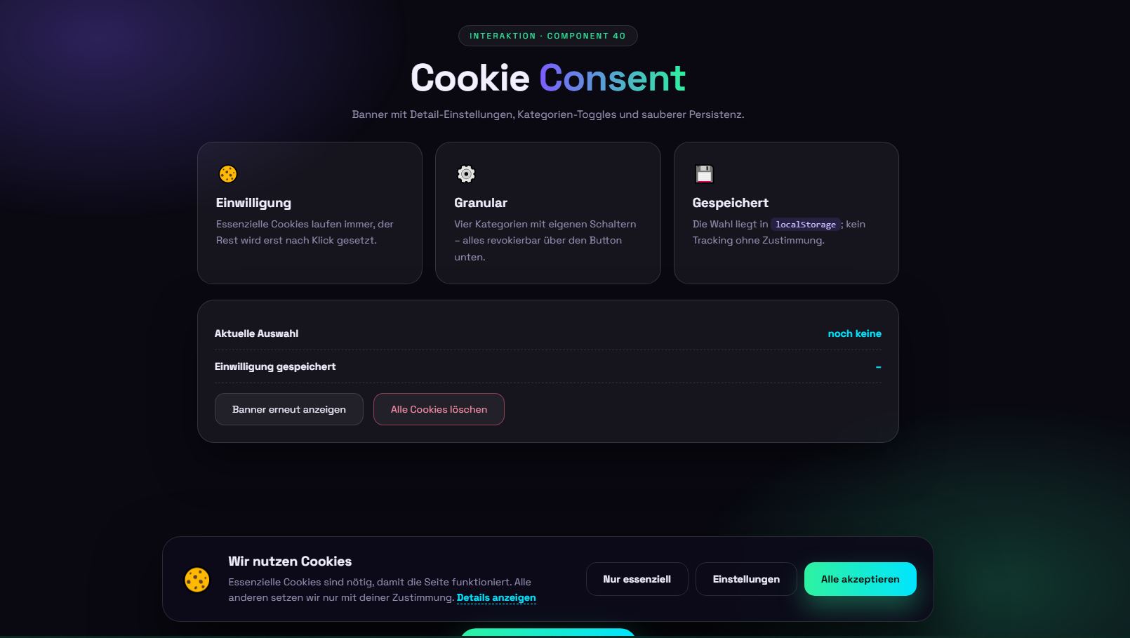 Cookie Consent – Vorschau des kostenlosen HTML & CSS Templates