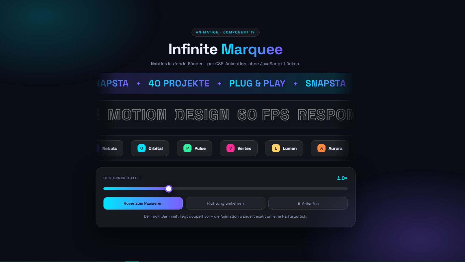 Marquee Run – Vorschau des kostenlosen HTML & CSS Templates