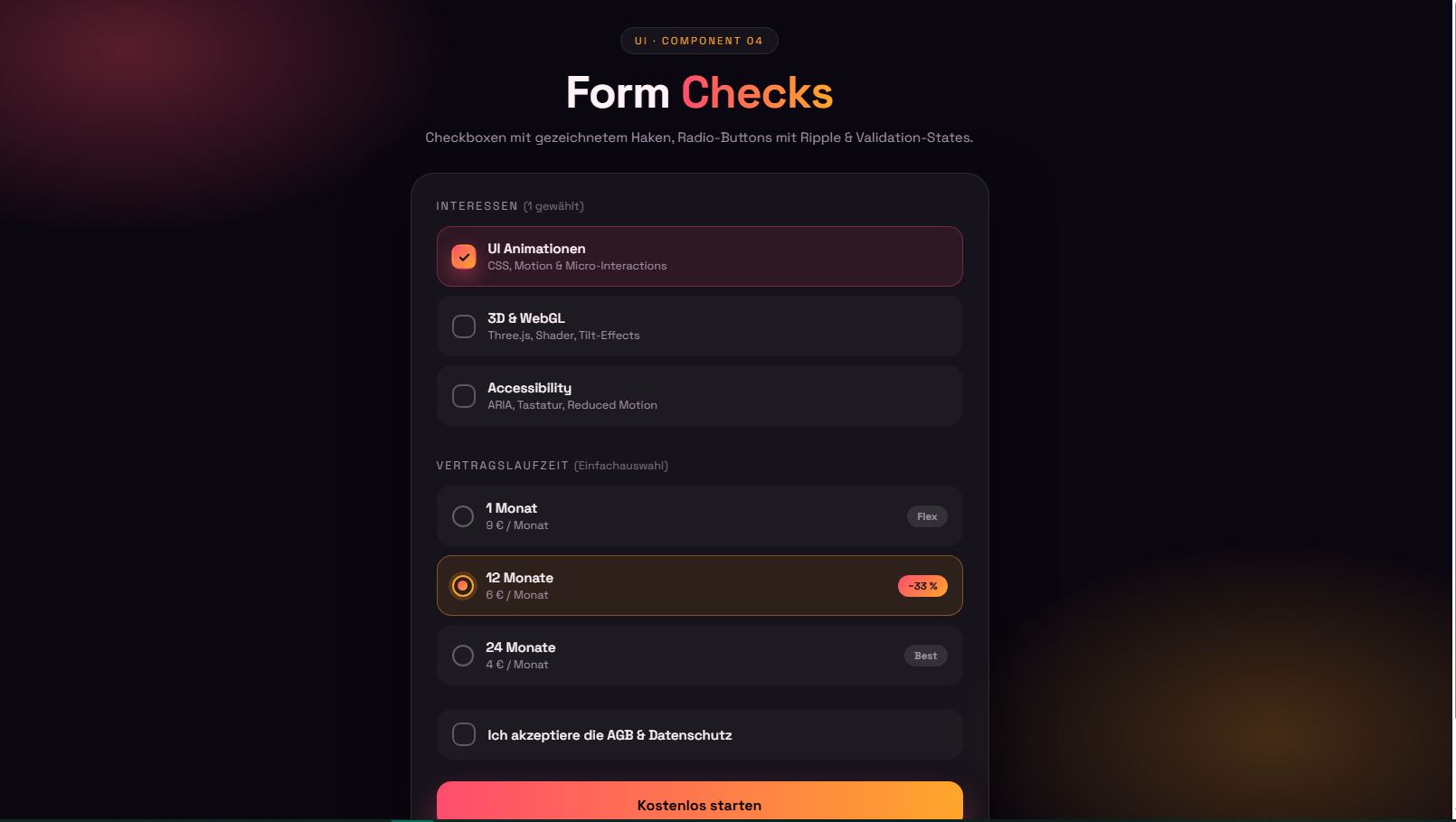 Form Checks – Vorschau des kostenlosen HTML & CSS Templates