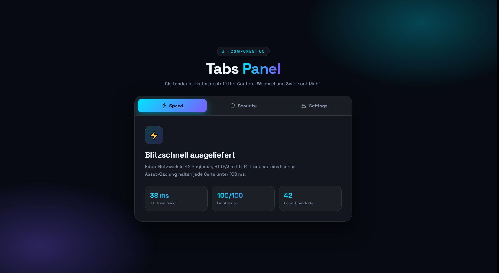 Tabs Panel – Vorschau des kostenlosen Dashboard & Admin Templates