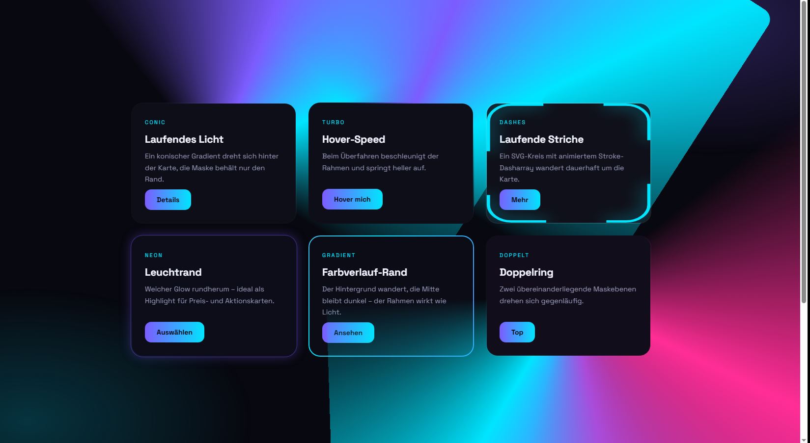 Animated Border – Vorschau des kostenlosen HTML & CSS Templates