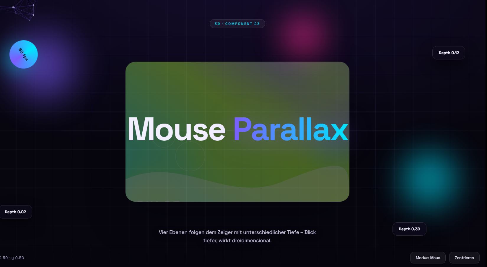 Mouse Parallax – Vorschau des kostenlosen HTML & CSS Templates