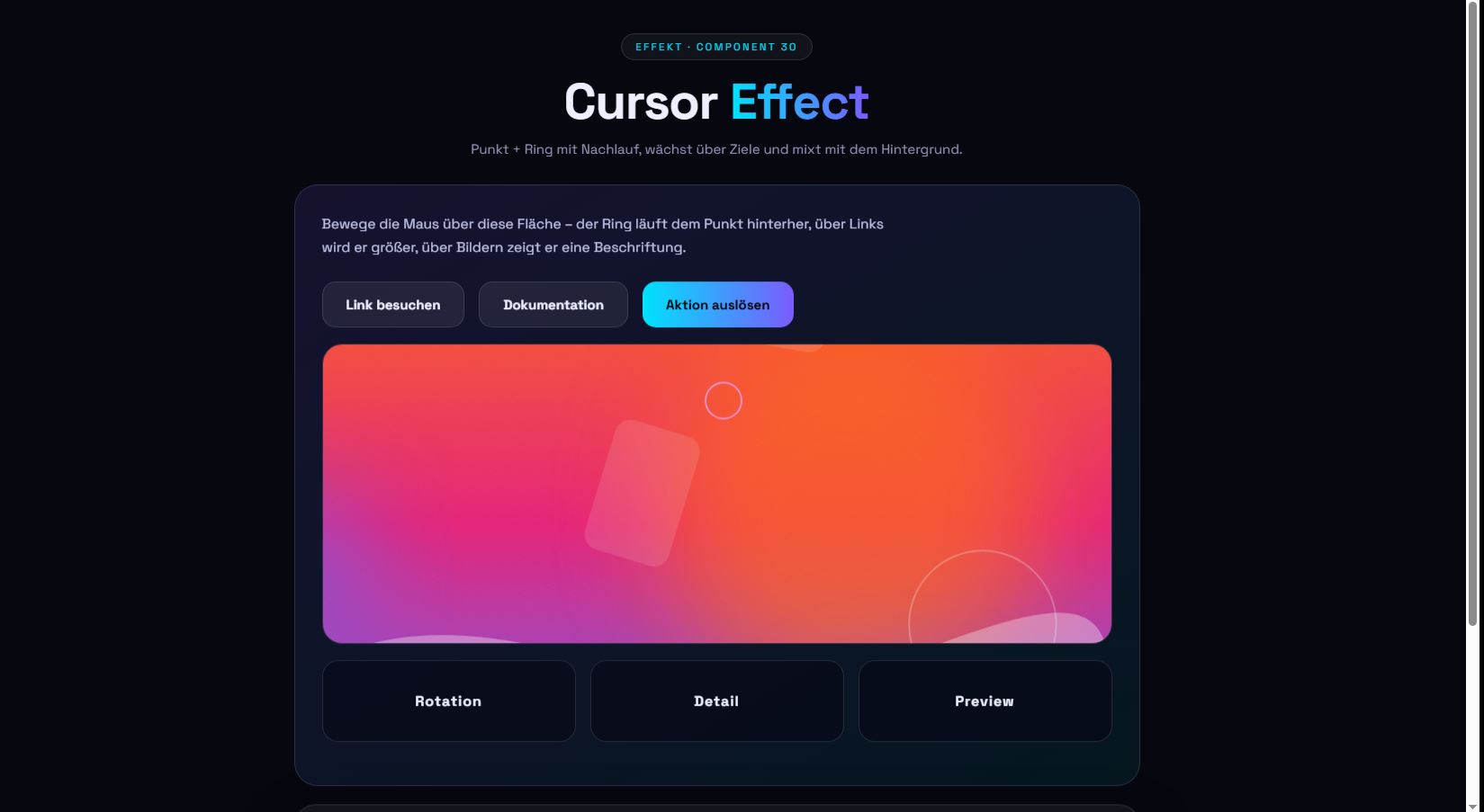 Cursor Effect – Vorschau des kostenlosen HTML & CSS Templates