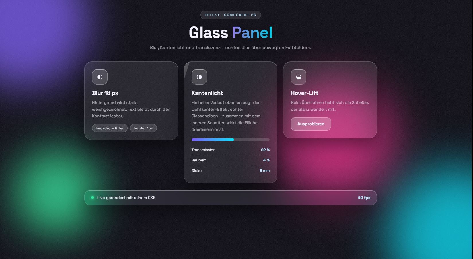 Glass Panel – kostenloses Template