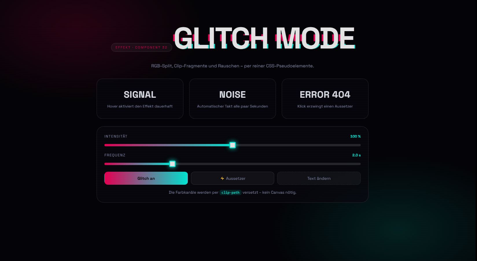 Glitch Title – Vorschau des kostenlosen HTML & CSS Templates