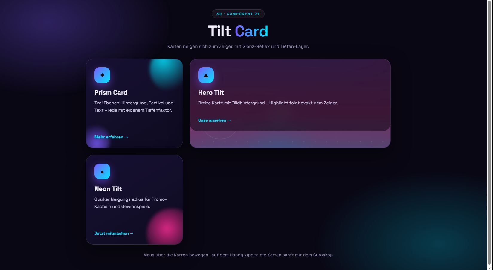 Tilt Card – kostenloses Template